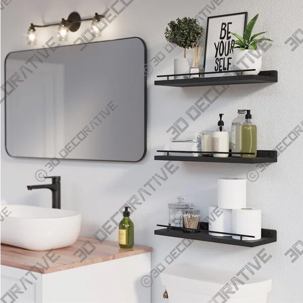 Dark Brown Kinnu 3 Piece Floating Shelf - 3D Decorative