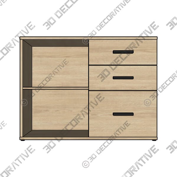 Edison Storage Cabinet, Oak Effect - 3D Decorative