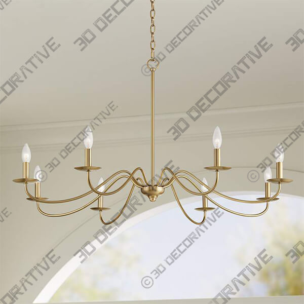 Franklin Iron Marinec 42 Soft Gold 8-Light Candelabra Chandelier - 3D Decorative