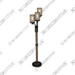 Franklin Iron Works Astoria Faux Wood and Bronze 3-Light Tree Floor Lamp - 3D Decorative
