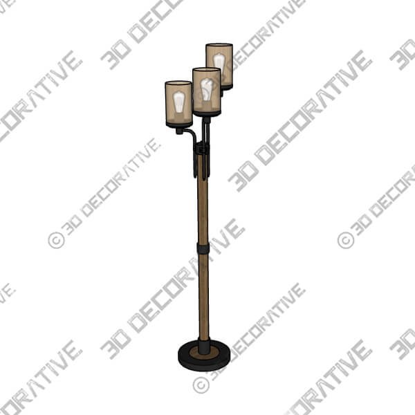 Franklin Iron Works Astoria Faux Wood and Bronze 3-Light Tree Floor Lamp - 3D Decorative