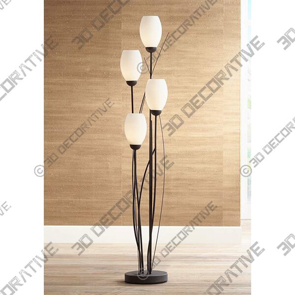 Franklin Iron Works Jareth 73 High Black and White 4-Light Floor Lamp - 3D Decorative