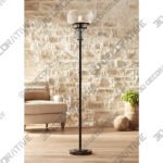 Franklin Iron Works Luz 72 12 Industrial Bronze Torchiere Floor Lamp - 3D Decorative