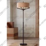 Franklin Iron Works Tremont 62 2-Light Floor Lamp with Burlap Shade - 3D Decorative