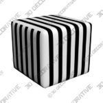 Franzen Canopy Stripe Black and White Square Cube Ottoman - 3D Decorative