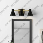 Gold Byers 3 - Light Dimmable Vanity Light-3DDecorative Gold Byers 3 - Light Dimmable Vanity Light - 3D Decorative