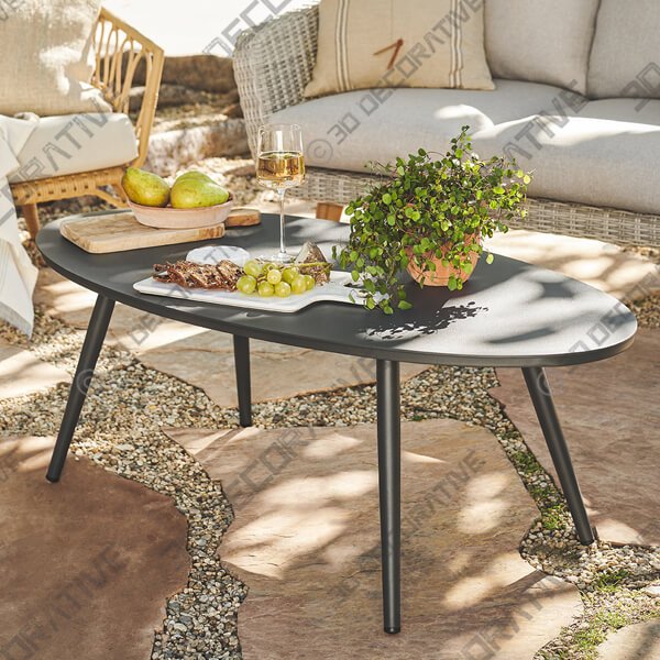 Halden Dark Charcoal Oval Coffee Table - 3D Decorative