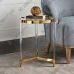 Kellen 16 Wide Glass and Gold Modern Round Accent Table - 3D Decorative