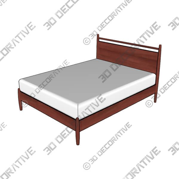 Lenia Panel Walnut Queen Bed-3DDecorative Lenia Panel Walnut Queen Bed - 3D Decorative