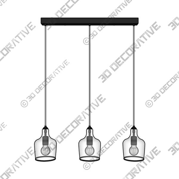 Lenny 3 Light Diner Ceiling Light - 3D Decorative