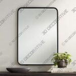 Liguria Black 24 x 34 Rounded Edge Rectangular Wall Mirror - 3D Decorative