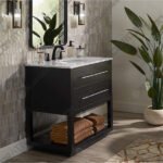 Marcello 32 Wide Black and White Marble 1-Drawer Single Sink Vanity - 3D Decorative
