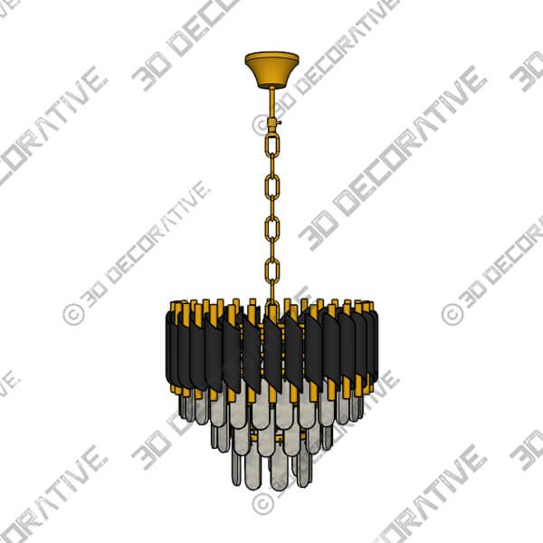 Modern Round Crystal Chandelier-Small Pendant Light Fixture 3-Tier - 3D Decorative