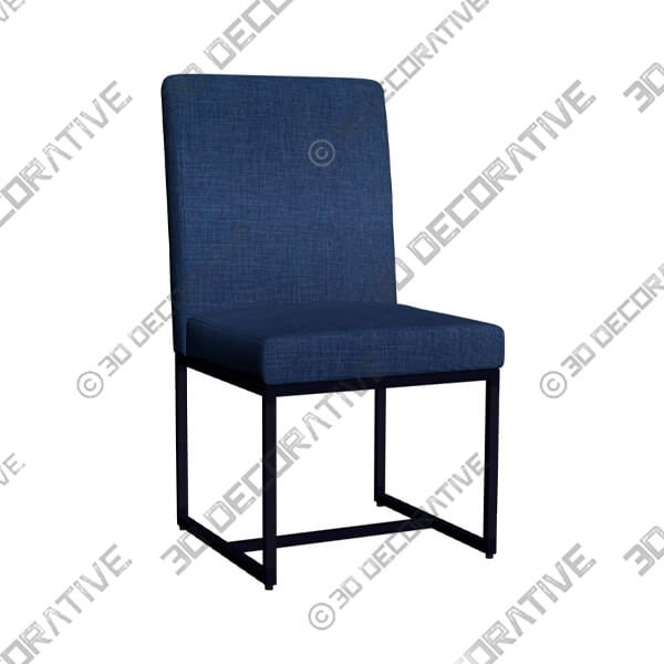 Myles Navy Fabric and Black Metal Dining Chair - 3D Decorative