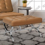 Newel Caramel Brown Leather Ottoman-3DDecorative Newel Caramel Brown Leather Ottoman - 3D Decorative