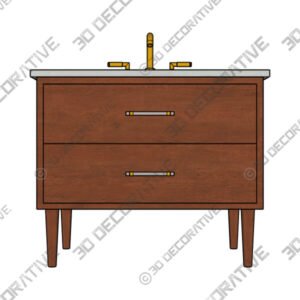 Ollie 36 Wide Teak Wood 1-Drawer Single Vanity - 3D Decorative