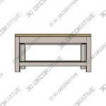 Olney Coffee Table with Shelf Stone - 3D Decorative