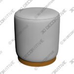 Opal Cream Velvet Round Ottoman with Gold Base - 3D Decorative
