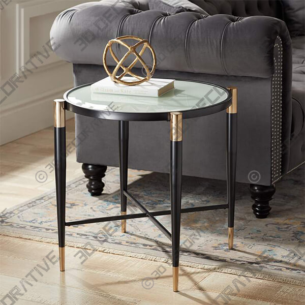 Peter Matte Black and Gold End Table-3DDecorative