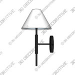 Sconce (2) (10) Porteau 1-light Midnight Black Wall Sconce with White Linen Fabric Shade - 3D Decorative