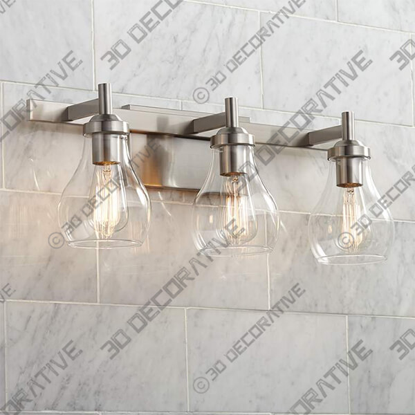Possini Euro Danvers 22 12W Brushed Nickel 3-Light Bath Light - 3D Decorative