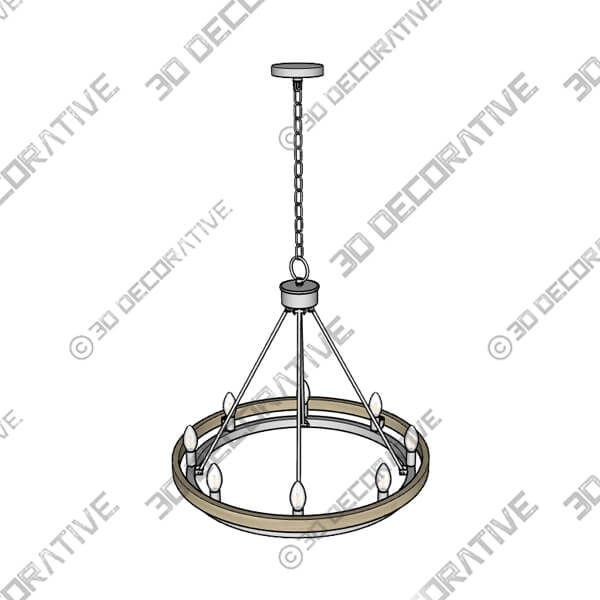 Possini Euro Lora 29 14 Nickel Gray Wood 8-Light Ring Chandelier - 3D Decorative