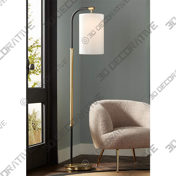 Possini Euro Sausalito 67 Downbridge Black and Warm Gold Floor Lamp - 3D Decorative
