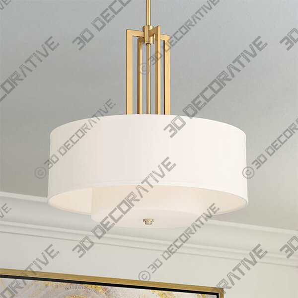 Possini Euro Sundry 24 Wide Warm Antique Brass Drum Pendant Light - 3D Decorative