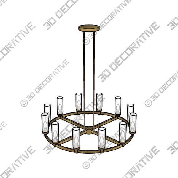 Stiffel Aron 36 Wide Brass 12-Light Wagon Wheel Chandelier - 3D Decorative