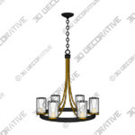 Chandelier (2) (10) Stiffel Ferrers 26 Wide Dark Bronze and Gold 6-Light Chandelier - 3D Decorative