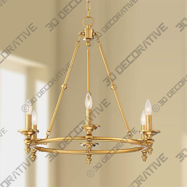 Stiffel Hartley 28 Wide Warm Antique Gold 6-Light Ring Chandelier - 3D Decorative