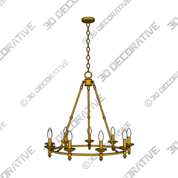 Stiffel Hartley 35 Wide Warm Antique Gold 9-Light Ring Chandelier-3DDecorative Stiffel Hartley 35 Wide Warm Antique Gold 9-Light Ring Chandelier - 3D Decorative