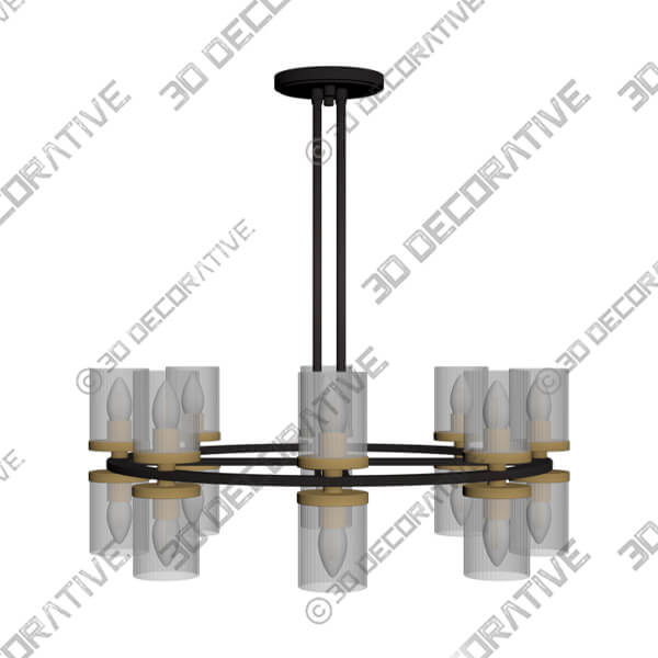 Stiffel Palais 35 12 Modern Matte Black Brass 16-Light Chandelier - 3D Decorative