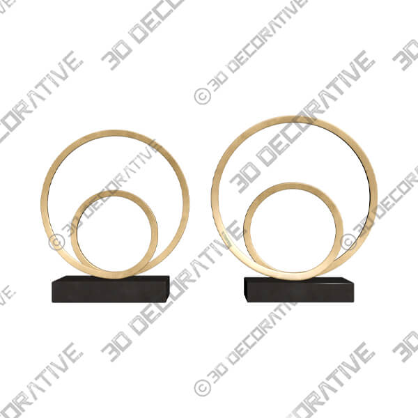Topanga Matte Copper Metal Ring Sculptures Set of 2 - 3D Decorative