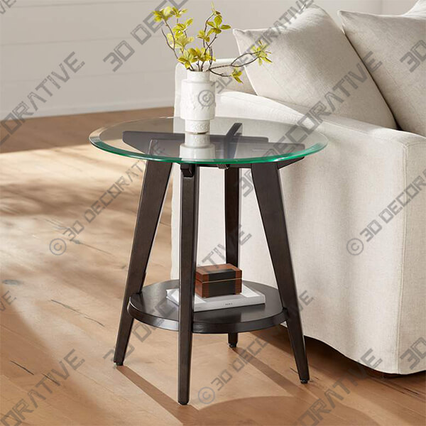 Milton 24 Wide Dark Brown Round Accent Table-3DDecorative