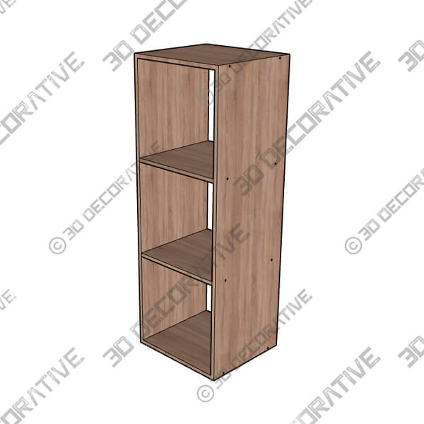 3 Divide Wooden Bookcase - 3D Decorative