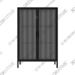 Stannis Tall Cabinet Black, Ribbed Glass-3DDecorative