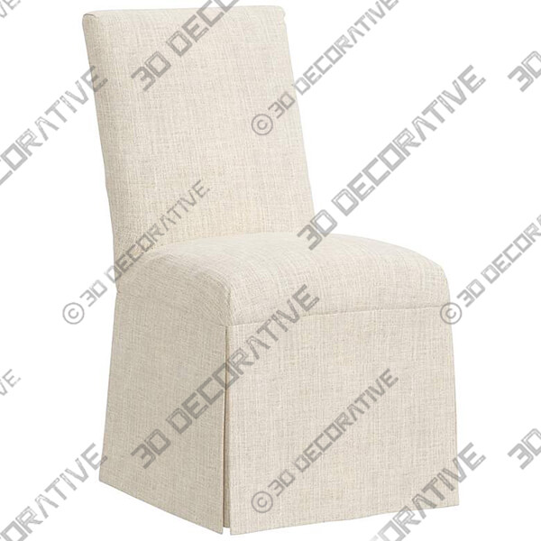 Tajana Linen Talc Fabric Slipcover Dining Chair - 3D Decorative