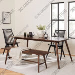 Seno Walnut Dining Table For 6 - 3D Decorative