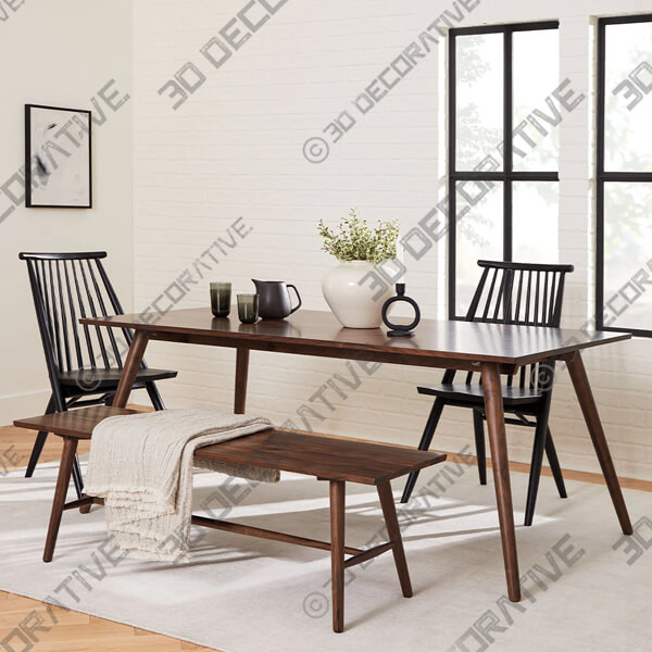 Seno Walnut Dining Table For 6-3DDecorative