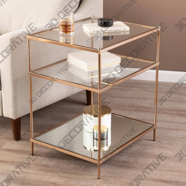 Melrose Metallic Gold Glass Top End Table-3DDecorative