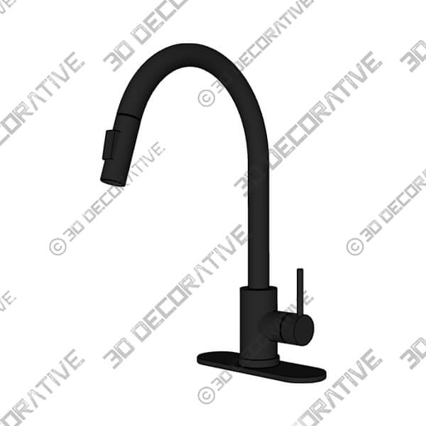 Matte Black SOKA Pull Down Kitchen Faucet-3DDecorative