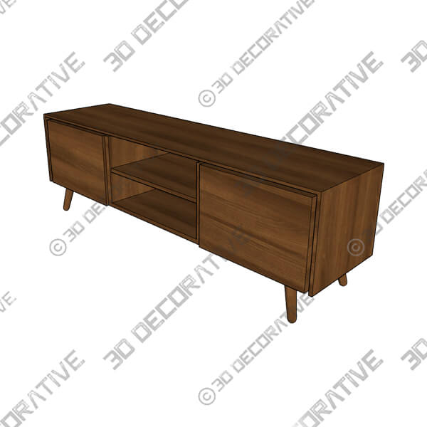 Seno Walnut 63 Media Unit-3DDecorative