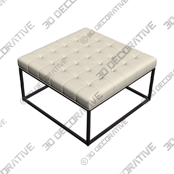 Ciarin Tufted Cream Bonded Leather Cocktail Ottoman-3DDEcorative