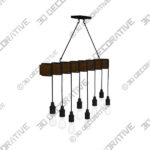 Possini Euro Tomas 42 14 Black and Wood Grain Kitchen Island Pendant - 3D Decorative