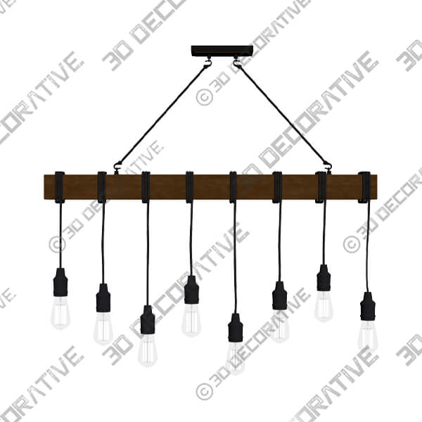 Possini Euro Tomas 42 14 Black and Wood Grain Kitchen Island Pendant - 3D Decorative