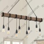 Possini Euro Tomas 42 14 Black and Wood Grain Kitchen Island Pendant - 3D Decorative