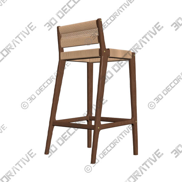 TRAVIS STOOL WITH LOW BACK & CUSTOM SHALLOW DEPTH - 3D Decorative