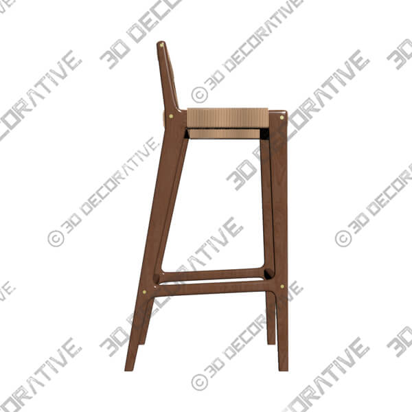 TRAVIS STOOL WITH LOW BACK & CUSTOM SHALLOW DEPTH - 3D Decorative