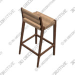 TRAVIS STOOL WITH LOW BACK & CUSTOM SHALLOW DEPTH - 3D Decorative